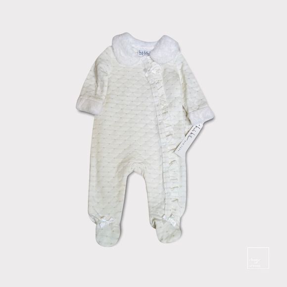Nicole Miller Other - Nicole Miller diamond quilted footie girls size 3-6M 3 to 6 Months white gold